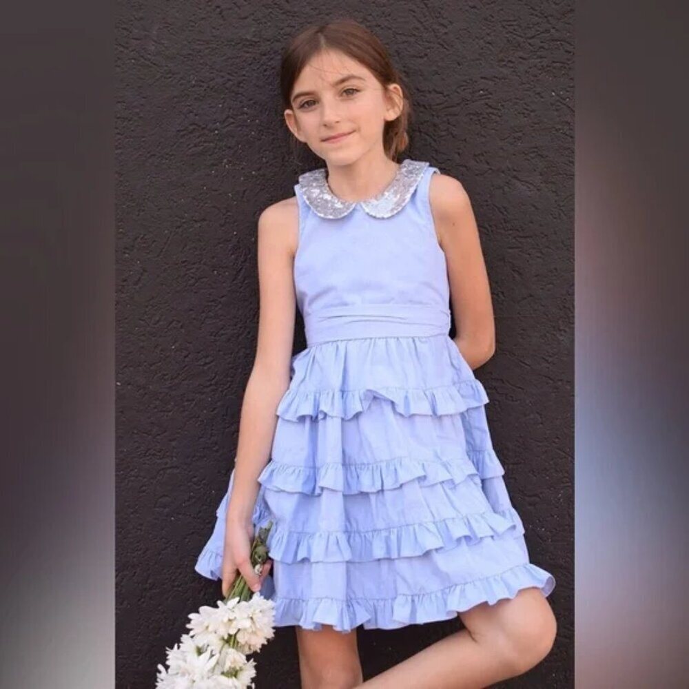 Sophie Catalou Rowan Girl's Sequin Collar Dress Size 9-10